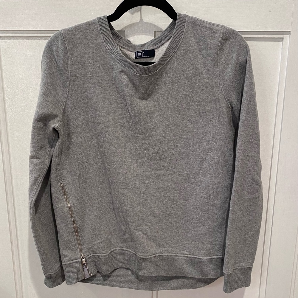 GAP Small Heather Grey Gray Sweatshirt with Side Zip - Picture 1 of 9